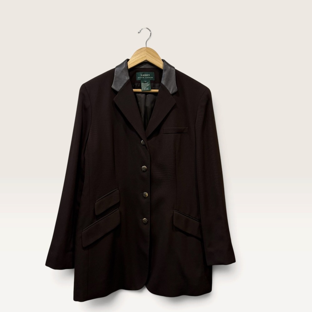 Lauren Ralph Lauren Brown Equestrian Blazer Horse Crest Buttons Sz 14